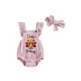 thumbnail image 1 of BemeyourBBs Baby Girls Thanksgiving Romper Embroidery Jumpsuits Headband, 1 of 9