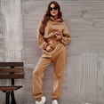 thumbnail image 1 of Workout Sweatsuits for Women 2 Piece Spring Fall Outfits Cropped Hooded Sweatshirts Elastic Waistband Joggers Lounge Sets, 1 of 8