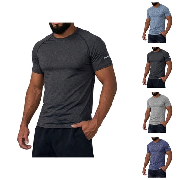 Workout T Shirts for Men 2026 Summer Casual Lightweight Breathable Slim Fit Short Sleeve Crewneck Athletic Running Gym Shirt