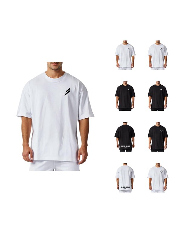 Workout T Shirts for Men 2026 Summer Casual Loose Short Sleeve Crewneck Drop Shoulder Running Gym Tee Shirt