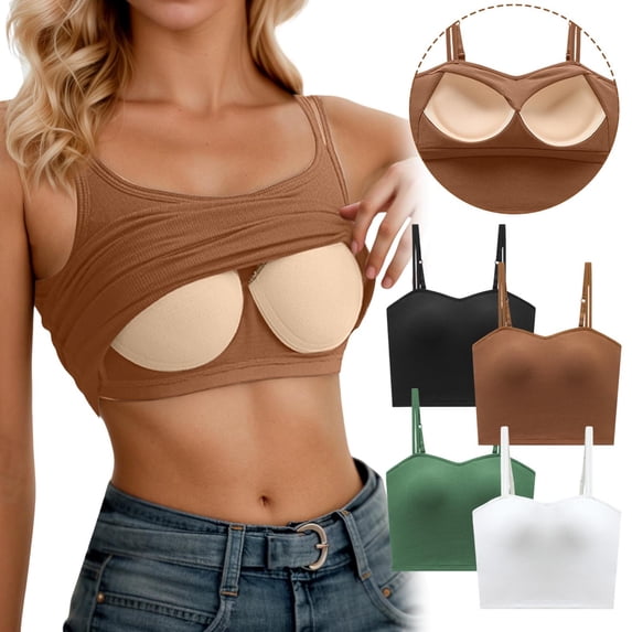 Workout Tank , Built In Bra Shirt , Workout Shirt Women's Camisole Vest With Chest Pad Summer White Base Vest With Chest Top