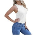 thumbnail image 1 of Workout Tank Top for Women Crew Neck Sleeveless Tops Tees Shirts Jogging Athletic Comfy Tanks Solid Color (Large, White), 1 of 5