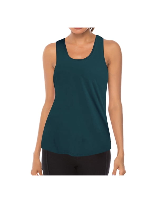 Workout Tank Top for Women Sleeveless Workout O-Neck Breathable Backless Tank Yoga Casual Tops