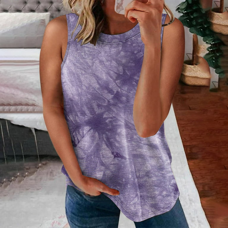Workout Tank Tops For Women Purple Polyester Spandex 1PC Camisoles With  Built In Bra XL