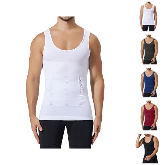 Workout Tank Tops Men Body Shaper Seamless Tummy Control Compression Sleeveless Shirt Athletic Running Gym Tanks