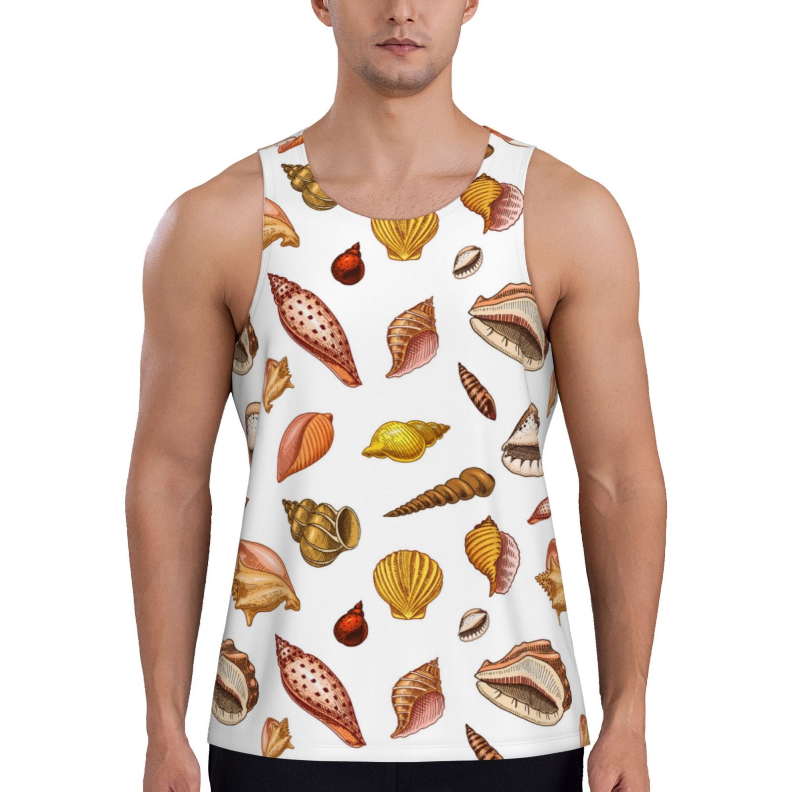 Workout Tank Tops Men, Conch Shells Print No.9022 Quick Dry Sleeveless ...