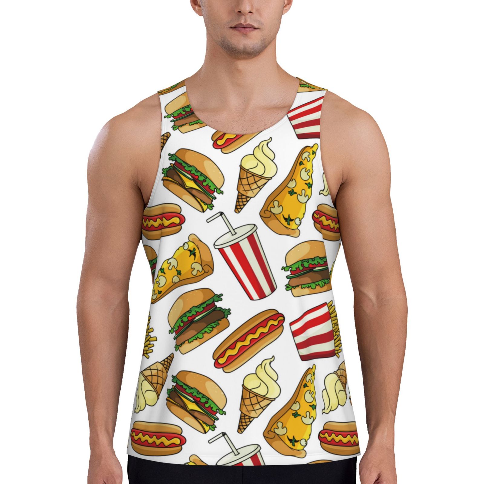 Workout Tank Tops Men, Cute Food Ice Cream Burger 标题2