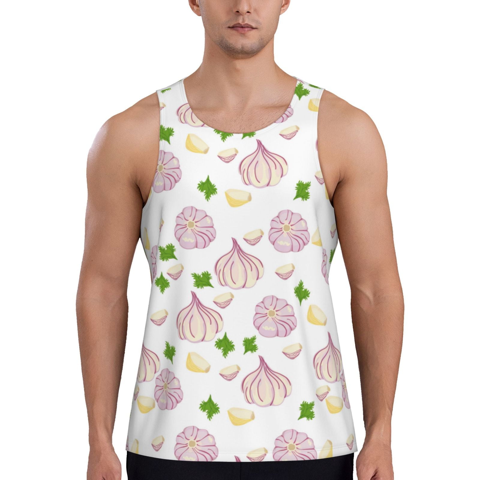 Workout Tank Tops Men, Garlic Cloves Leaf 标题2