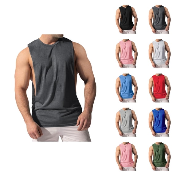 Workout Tank Tops Men Lightweight Breathable Crewneck Muscle Sleeveless Shirt Gym Bodybuilding Tanks