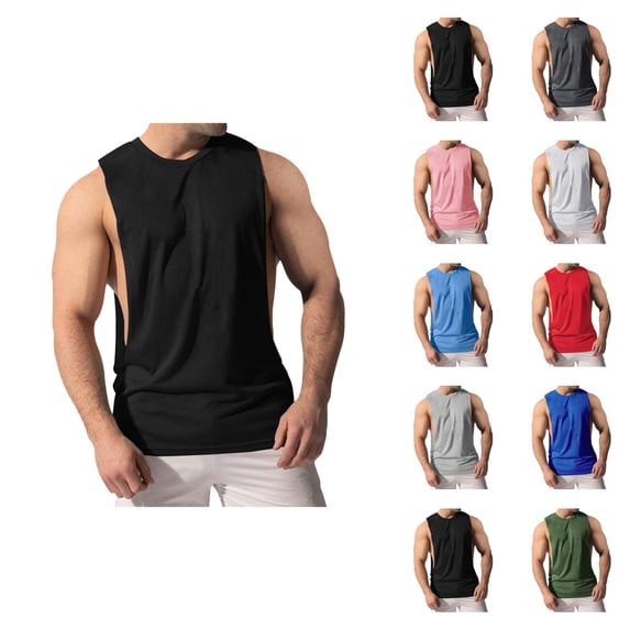 Workout Tank Tops Men Lightweight Breathable Crewneck Muscle Sleeveless Shirt Gym Bodybuilding Tanks