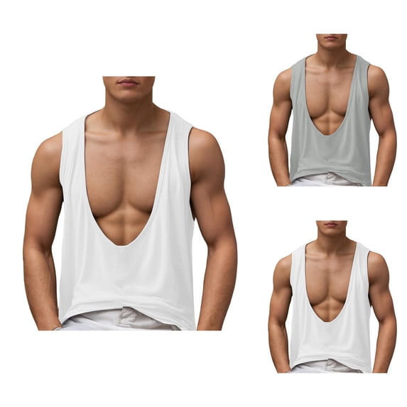 Workout Tank Tops Men Lightweight Breathable Deep V Neck Loose Fit Muscle Sleeveless Shirt Athletic Running Gym Tanks