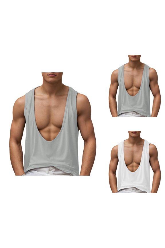 Workout Tank Tops Men Lightweight Breathable Deep V Neck Loose Fit Muscle Sleeveless Shirt Athletic Running Gym Tanks