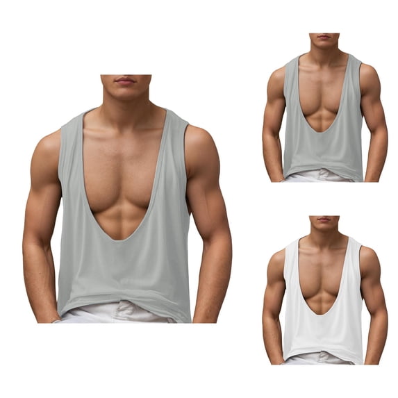 Workout Tank Tops Men Lightweight Breathable Deep V Neck Loose Fit Muscle Sleeveless Shirt Athletic Running Gym Tanks