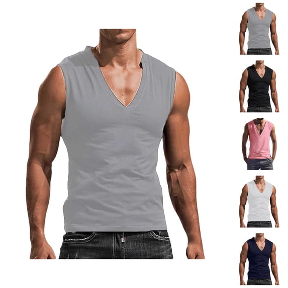 Workout Tank Tops Men Lightweight Breathable Deep V Neck Muscle Sleeveless Shirt Athletic Running Gym Tanks