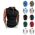 thumbnail image 1 of Workout Tank Tops Men Lightweight Breathable Quarter Zip Collared Sleeveless Polo Shirt Athletic Running Gym Tanks, 1 of 6