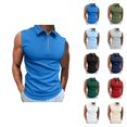 thumbnail image 1 of Workout Tank Tops Men Lightweight Breathable Quarter Zip Collared Sleeveless Polo Shirt Athletic Running Gym Tanks, 1 of 6