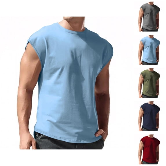 Workout Tank Tops Men Lightweight Breathable Relaxed Fit Crewneck Sleeveless Shirt Athletic Running Gym Tanks