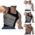 thumbnail image 1 of Workout Tank Tops Men Lightweight Breathable Ribbed Knit Square Neck Muscle Sleeveless Shirt Athletic Running Gym Tanks, 1 of 6