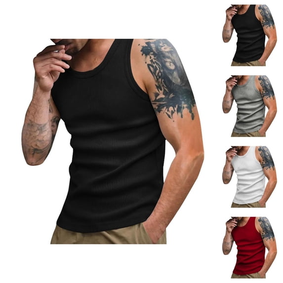 Workout Tank Tops Men Lightweight Breathable Slim Fit Ribbed Knit Y Back Muscle Sleeveless Shirt Athletic Gym Tanks