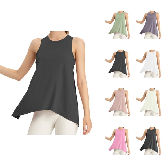 Workout Tank Tops Woman Crewneck Tie Back Sleeveless Shirt Athletic Open Back Yoga Gym Tanks Summer Outfits