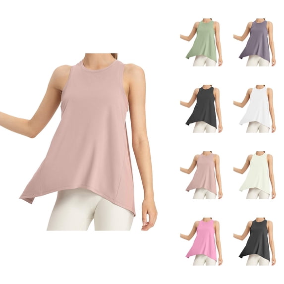 Workout Tank Tops Woman Crewneck Tie Back Sleeveless Shirt Athletic Open Back Yoga Gym Tanks Summer Outfits