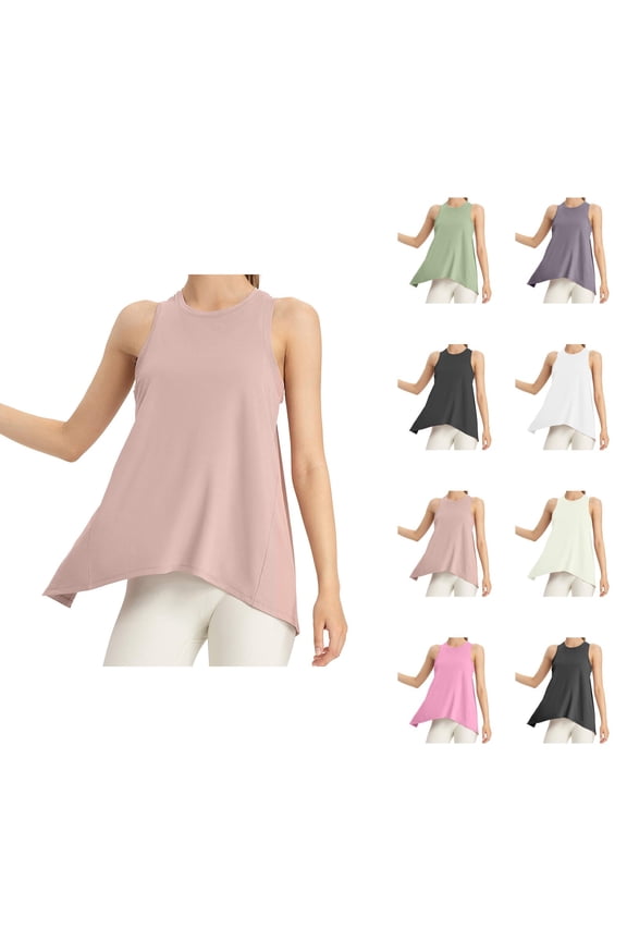 Workout Tank Tops Woman Crewneck Tie Back Sleeveless Shirt Athletic Open Back Yoga Gym Tanks Summer Outfits