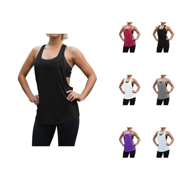 Workout Tank Tops Woman Large Armhole Loose Fit Scoop Neck T Back Sleeveless Shirt Athletic Running Gym Tanks