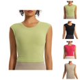 thumbnail image 1 of Workout Tank Tops Woman Lightweight Breathable Crewneck Stretchy Slim Fit Padded Crop Sleeveless Shirt Athletic Gym Tanks, 1 of 4