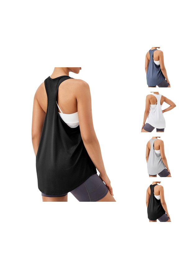 Workout Tank Tops Woman Lightweight Breathable Loose Fit Scoop Neck Racerback Sleeveless Shirt Athletic Yoga Gym Tanks