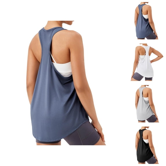 Workout Tank Tops Woman Lightweight Breathable Loose Fit Scoop Neck Racerback Sleeveless Shirt Athletic Yoga Gym Tanks