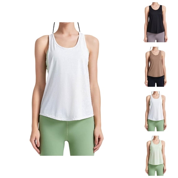 Workout Tank Tops Woman Lightweight Breathable Loose Fit Scoop Neck Racerback Sleeveless Shirt Workout Running Gym Tanks