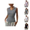 thumbnail image 1 of Workout Tank Tops Woman Lightweight Breathable Stretchy V Neck Collared Sleeveless Shirt Tennis Golf Tanks, 1 of 4