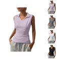 thumbnail image 1 of Workout Tank Tops Woman Lightweight Breathable Stretchy V Neck Collared Sleeveless Shirt Tennis Golf Tanks, 1 of 5