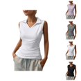 thumbnail image 1 of Workout Tank Tops Woman Lightweight Breathable Stretchy V Neck Collared Sleeveless Shirt Tennis Golf Tanks, 1 of 5