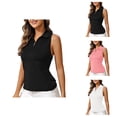 thumbnail image 1 of Workout Tank Tops Woman Quarter Zip Collared Slim Fit Sleeveless Polo Shirt Athletic Gym Tennis Golf Tanks, 1 of 7