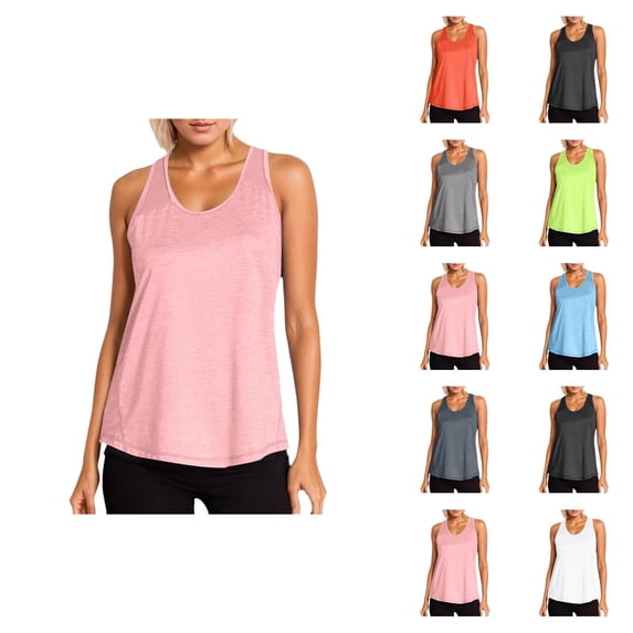 Workout Tank Tops Woman Scoop Neck Racerback Mesh Patchwork Sleeveless Shirt Athletic Running Yoga Gym Tanks