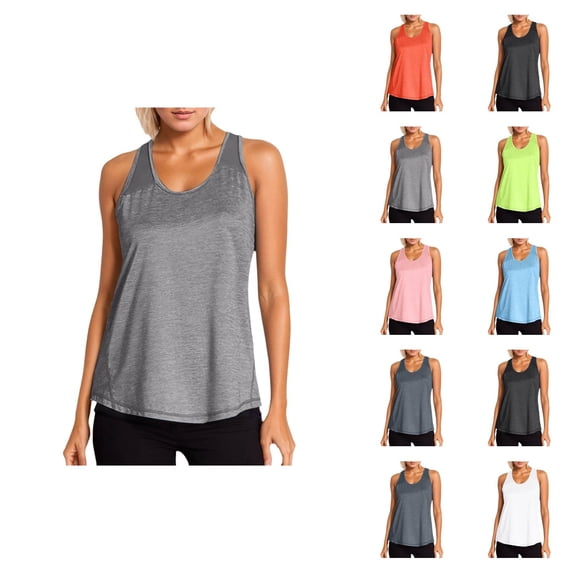 Workout Tank Tops Woman Scoop Neck Racerback Mesh Patchwork Sleeveless Shirt Athletic Running Yoga Gym Tanks