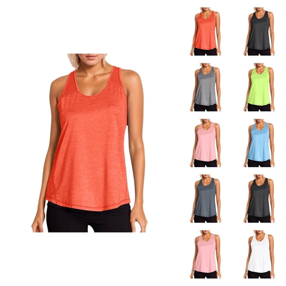Workout Tank Tops Woman Scoop Neck Racerback Mesh Patchwork Sleeveless Shirt Athletic Running Yoga Gym Tanks