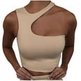 thumbnail image 1 of Workout Tank Tops Woman Sevevn Women's Cut Out Tops Asymmetrical Neck Sleeveless Crop Tank Tops Slim Fitted Ribbed Tee Trendy Y2K Outfits, 1 of 3