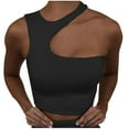 thumbnail image 1 of Workout Tank Tops Woman Sevevn Women's Cut Out Tops Asymmetrical Neck Sleeveless Crop Tank Tops Slim Fitted Ribbed Tee Trendy Y2K Outfits, 1 of 3