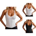 thumbnail image 1 of Workout Tank Tops Woman Stretchy Ribbed Knit Scoop Neck Racerback Fitted Camisole Tops Athletic Running Gym Tanks, 1 of 6