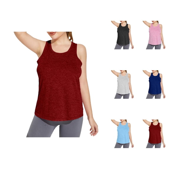 Workout Tank Tops Woman Stretchy Scoop Neck Racerback Loose Fit Sleeveless Shirt Athletic Yoga Gym Tanks
