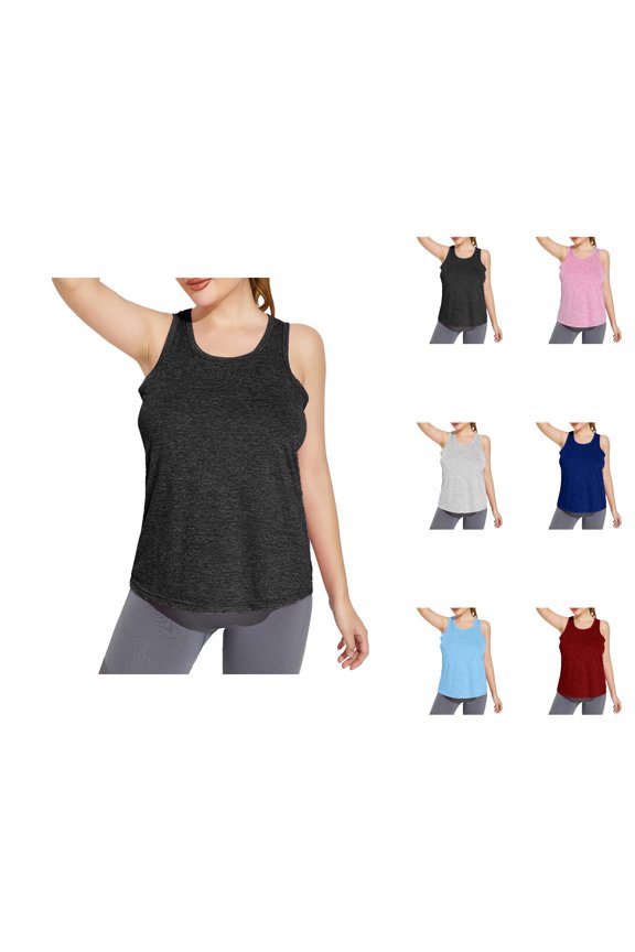 Workout Tank Tops Woman Stretchy Scoop Neck Racerback Loose Fit Sleeveless Shirt Athletic Yoga Gym Tanks