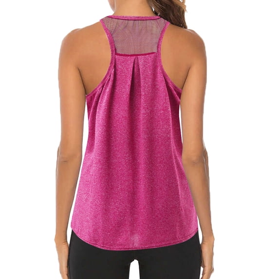 Workout Tank Tops Woman Workout Tops Mesh Racerback Yoga Tank Shirts Gym Running Tops Tank Tops Hot Pink