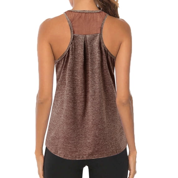 Workout Tank Tops Woman Workout Tops Mesh Racerback Yoga Tank Shirts Gym Running Tops Tank Tops Khaki