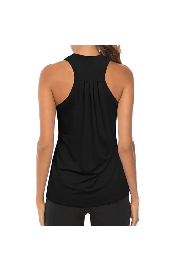 Workout Tank Tops Woman Workout Yoga Pleated Gym Shirts Athletic Racerback Tank Tops Tank Tops Black