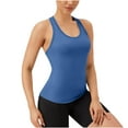 thumbnail image 1 of Workout Tank Tops for Women Built in Bras Padded - Racerback Athletic Yoga Camisole Slim Fitting Basic Sleeveless Tee Spandex Tank Tops for Lady Navy M, 1 of 9