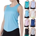 thumbnail image 1 of Workout Tank Tops Women Yoga Running Quick Dry Sleeveless Gym Tee Shirts Curved Hem Athletic Clothes UPF50+ (XL, Sky Blue), 1 of 6
