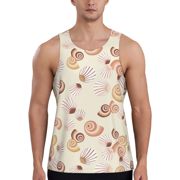 Workout Tank Tops for Men - Abstract Shells Quick Dry Sleeveless Muscle Shirts for Men with Running
