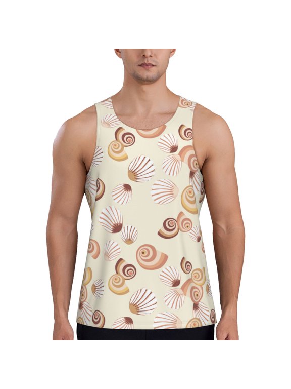 Workout Tank Tops for Men - Abstract Shells Quick Dry Sleeveless Muscle Shirts for Men with Running